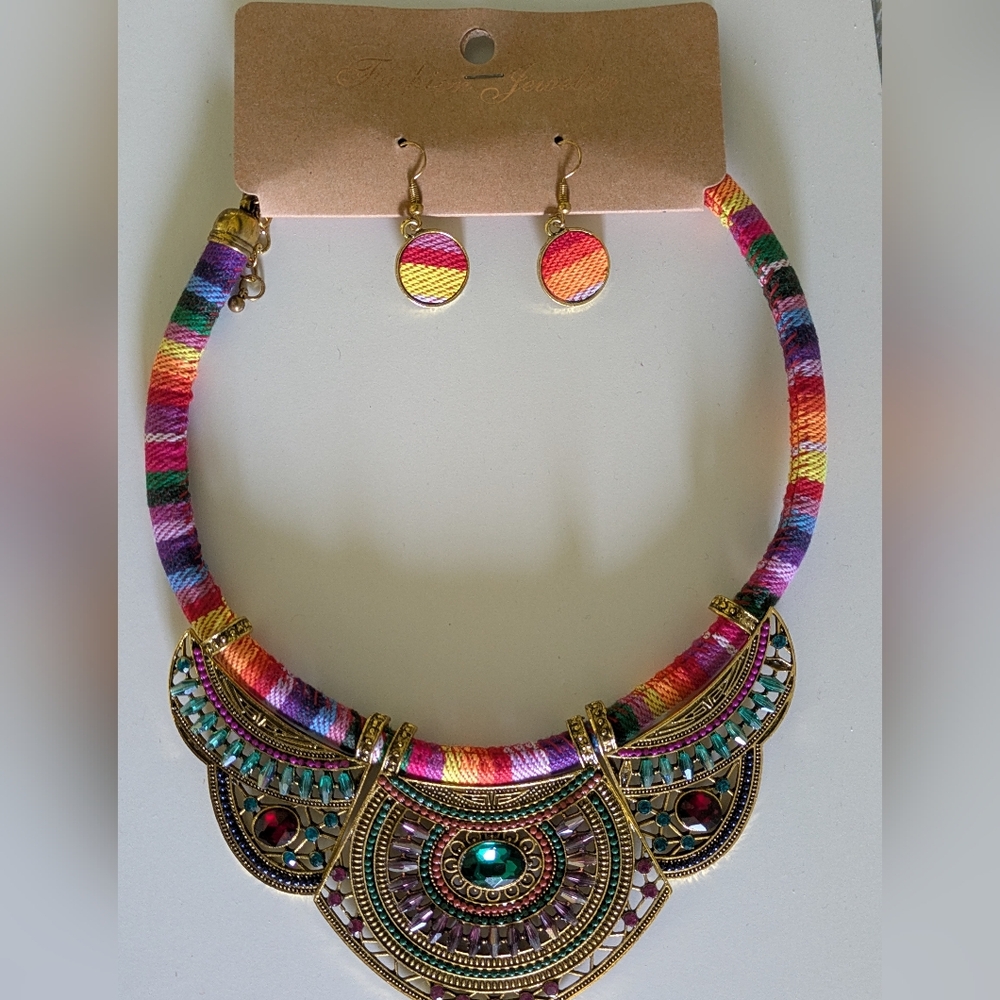 Colorful Bohemian Necklace and Earring Set